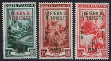 TRIESTE ZONA A 1953 FIERA DI TRIESTE 3 VALORI G.O MH*