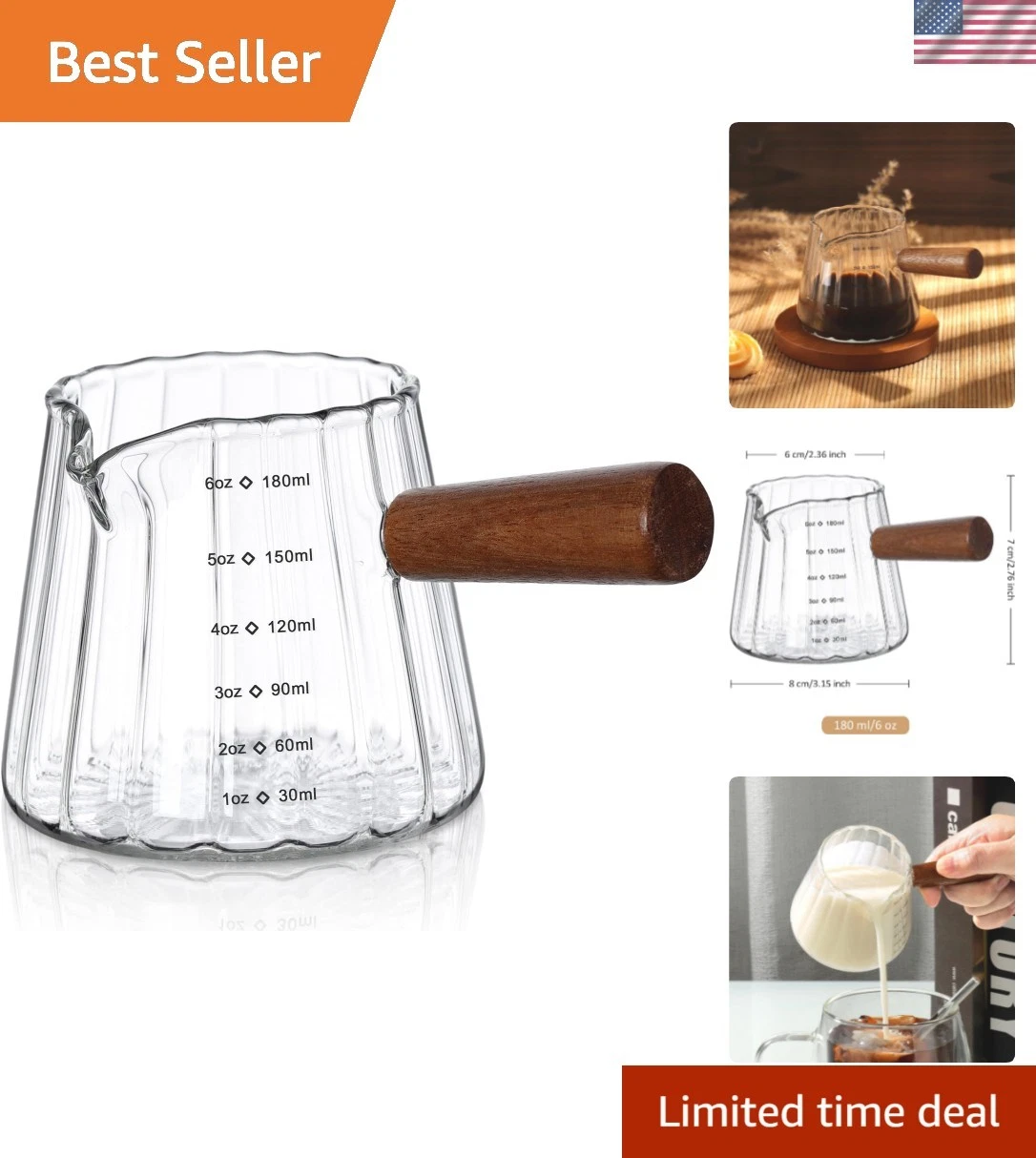 6 oz Glass Measuring Cups with Spout,Borosilicate Glass Triple Pitcher with S...
Opens in a new wind