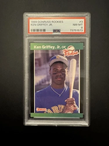1989 Donruss the Rookies - KEN GRIFFEY JR - Rookie Card #3 - MARINERS. PSA 8