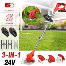 Electric Cordless Grass String Trimmer Lawn Edger Weed Wacker Cutter w/ Battery