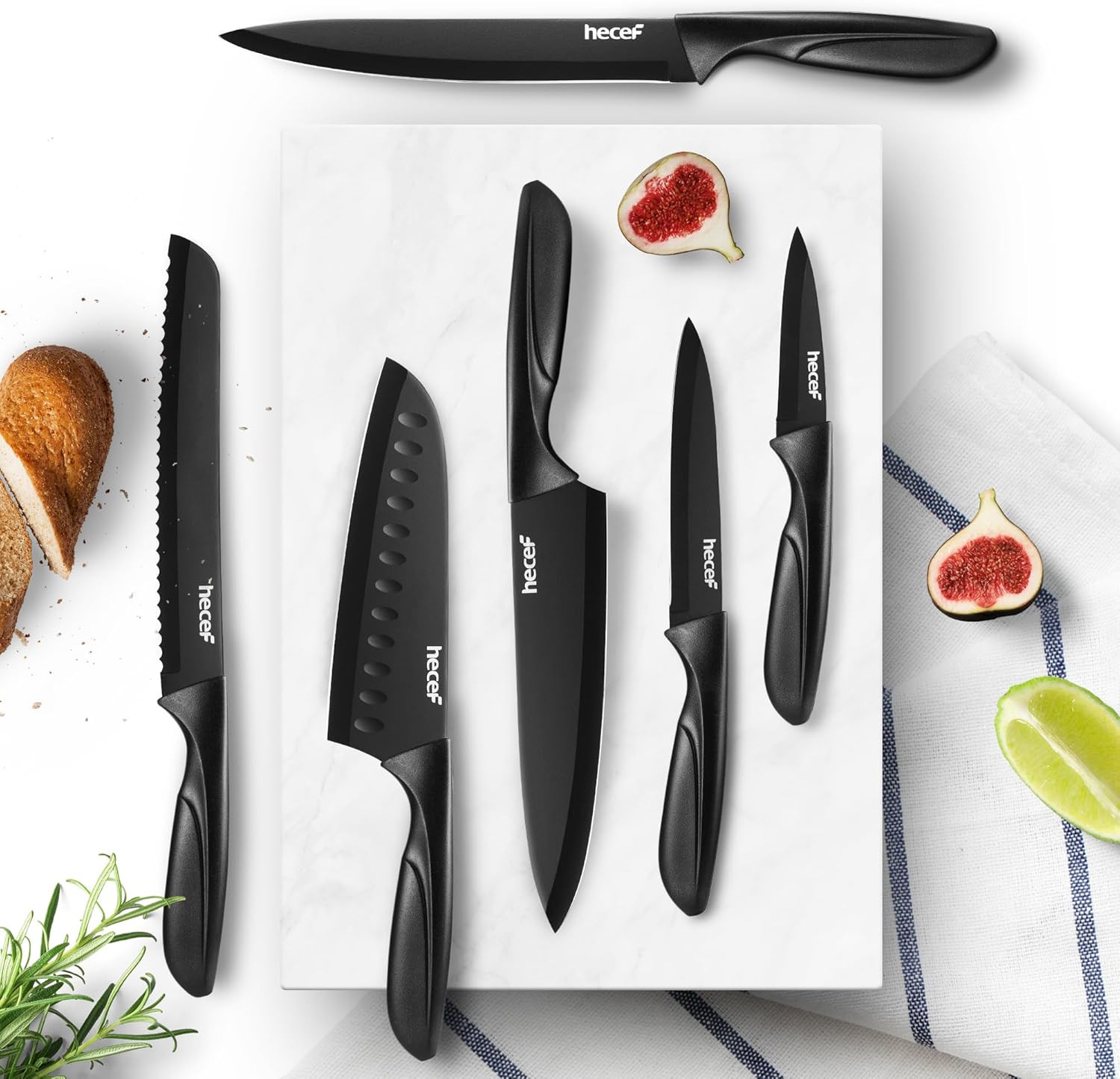 Set 6 Coltelli Cucina Acciaio Inox Rivestimento Nero High-Performance - 2