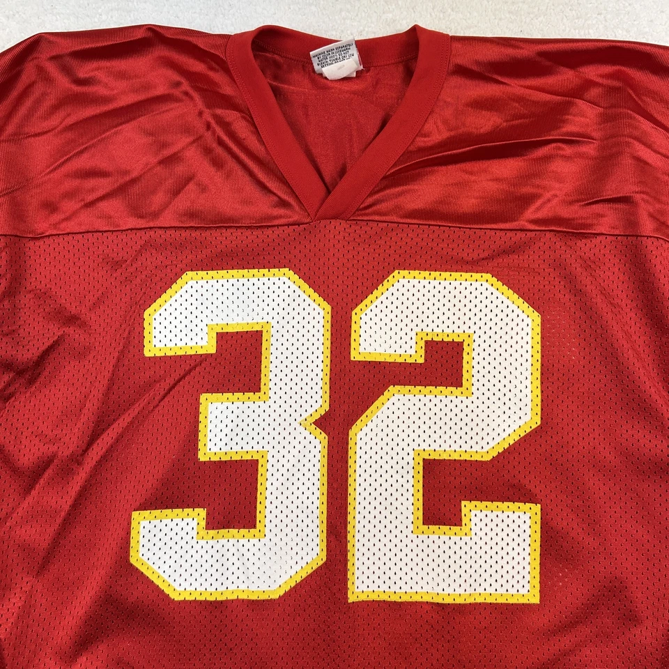 Camiseta masculina vintage Kansas City Chiefs XL Allen 32 vermelha NFL futebol Wilson anos 90 - Imagem 2 de 4