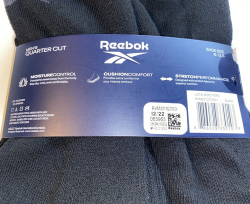 Reebok Quarter Socken 6 Paar Herren 6-12,5 schwarz mit rot grau großer Absatz Logo Kissen - Bild 4 von 10