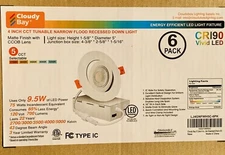 Cloudy Bay 4 Inch CCT Tunable Narrow Flood Recessed Down Lights (6 Pack) NEW