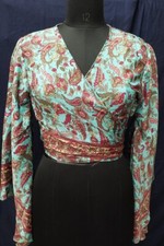 Silk Bell sleeve wrap crop top summer wear women tops Hippy Ethnic