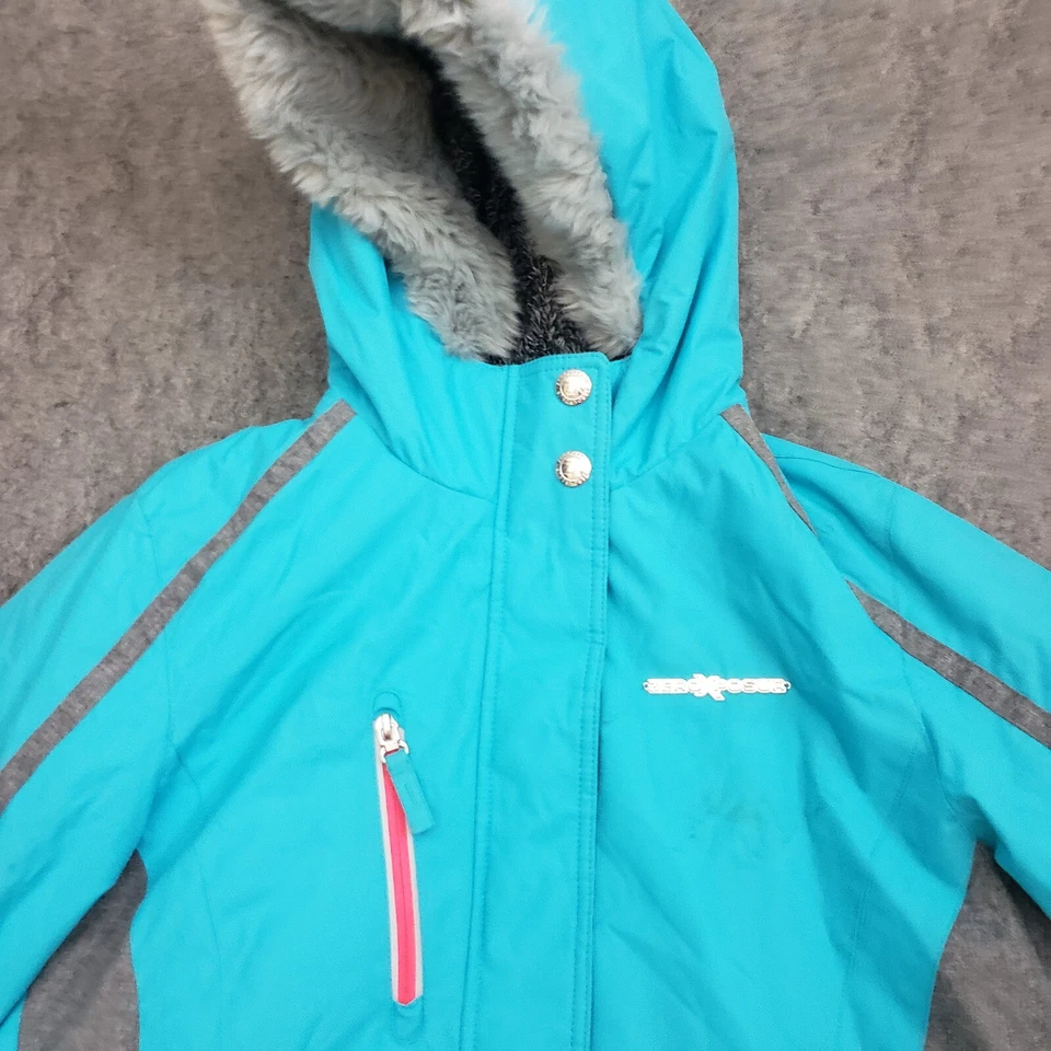 Zero Xposur Jacket Girls 14 Large Blue Pink Outdoors Parka Hooded Coat Kids - Image 3 of 4