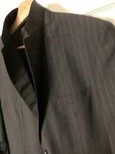 Ermenegildo Zegna Mens 42R Black SaksFifth Avenue Black Stripe Sports Coat Italy