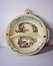 Vtg Pooh Water Heated Plastic Baby Plate Bowl "Time For A Little Something"