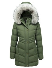Women's Winter Long Puffer Coat Parka Jacket with Faux Fur Removable Hood