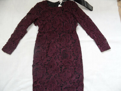 MISS SIXTY great lace dress with belt plum size L NEW NB819
