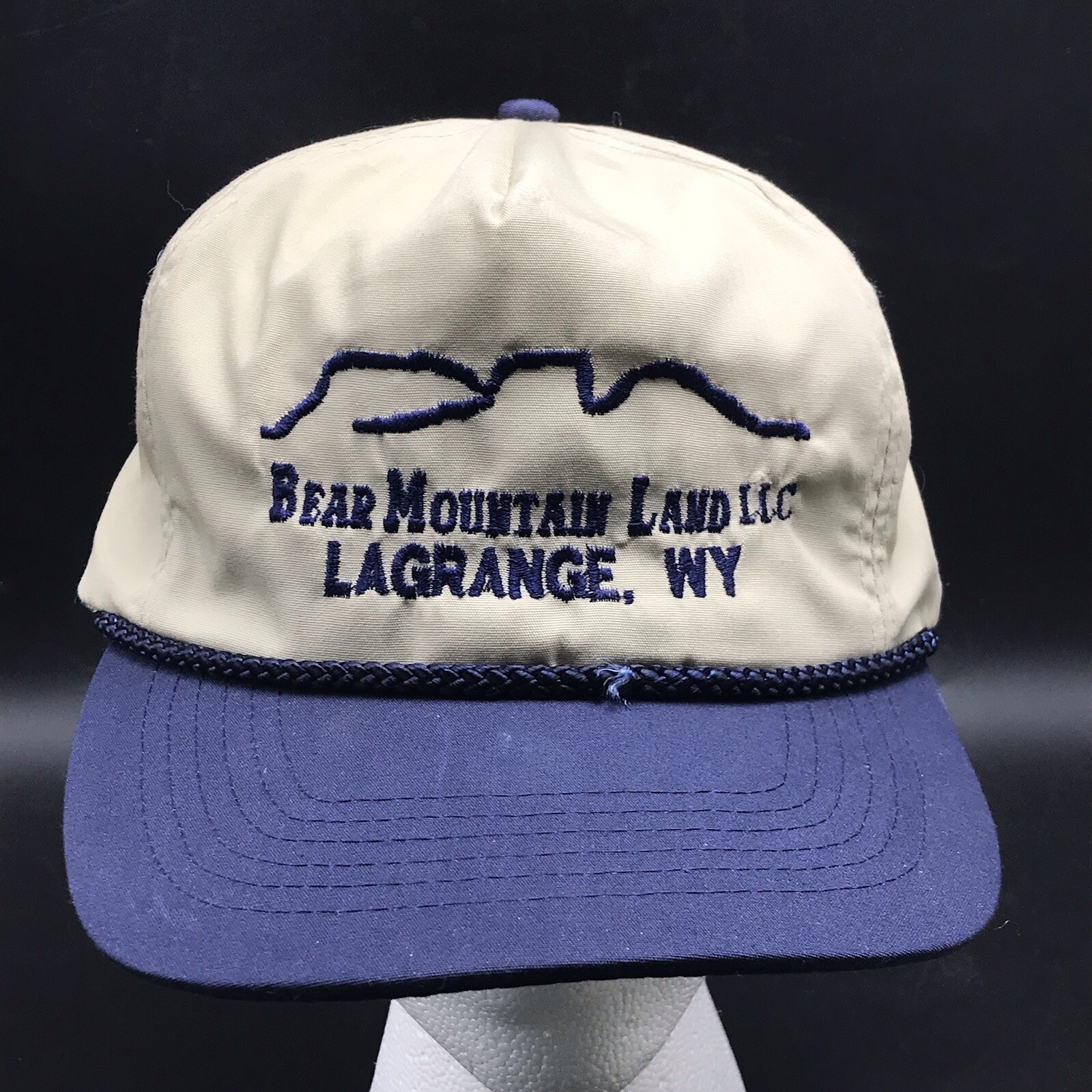 Bear Mountain Land LaGrange WY Vtg Trucker Cap Hat Leather Strapback