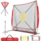 7x7ft Baseball Softball Practice Net with 2 Strike Zone Batting Tee & Carry Bag