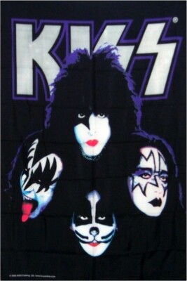 KISS Four Face Blacklight Banner 5x3 Ft Fabric Poster Album Cover
