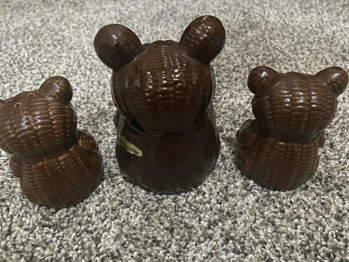 DE COLECCIÓN OTAGIRI OSO DE PELUCHE MARRÓN PAJARITA OLLA DE MIEL Y SALERO Y PIMENTERO - Imagen 9 de 9