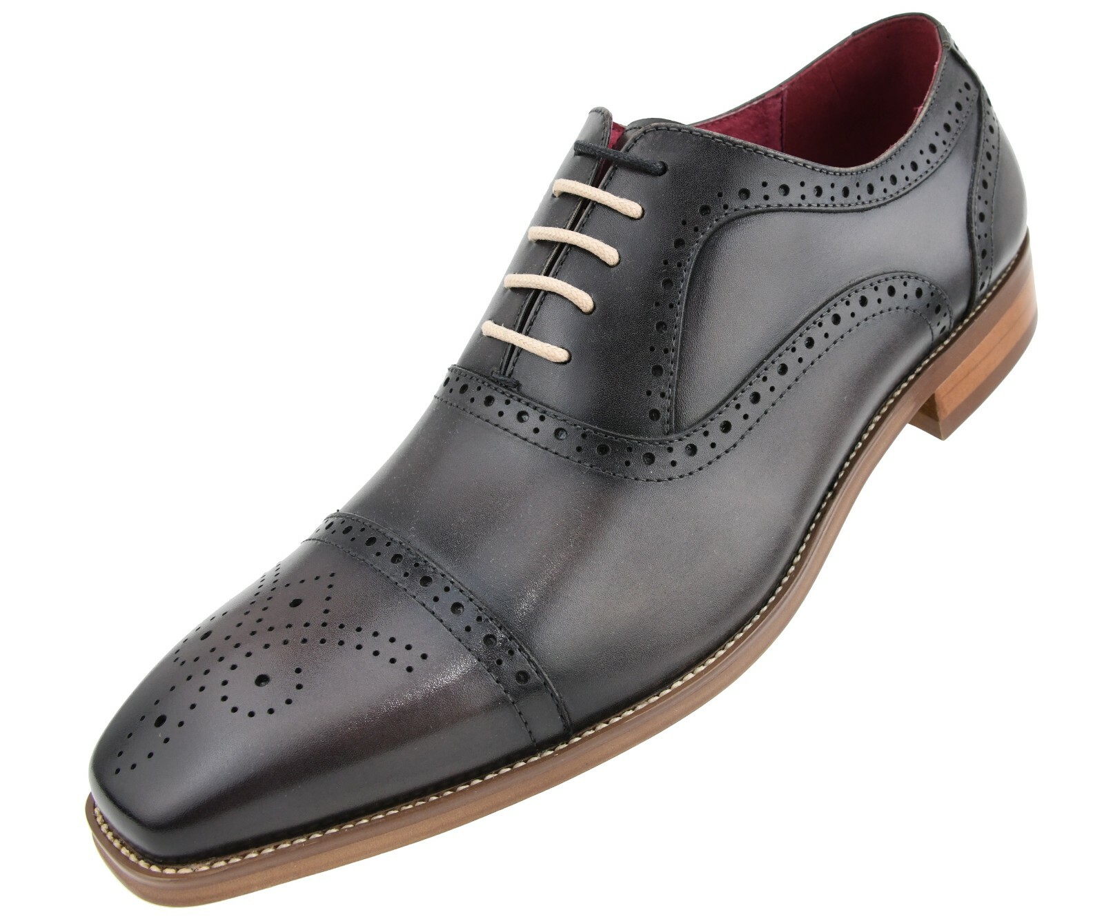 signature men's brogue cap toe oxford dress shoes
