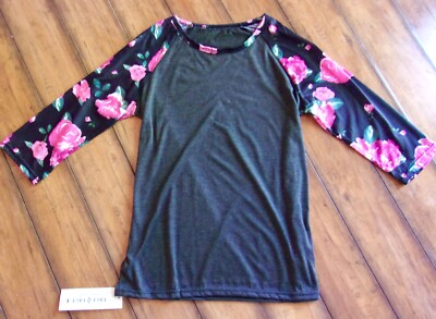 FACE 2 FACE ~ New! NWT Large ~ Bohemian PINK ROSES! BASEBALL Style Pullover 0009