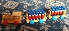 childrens pull along wood train carriages and figures