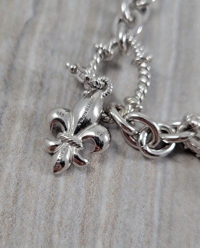 Judith Ripka Sterling Silver CZ Toggle Link Chain w/ CZ Fleur De Lis Enhancer 18 - Picture 13 of 15