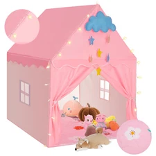 Large Princess Castle Kids Play Tent Girl Playhouse Game House Gift +Star Lights
