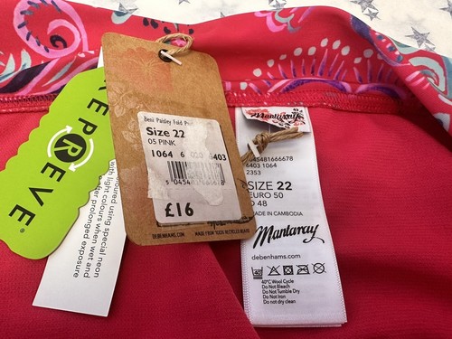 NEW! Mantaray UK22 pink paisley print fold top bikini bottoms with side ties - Picture 11 of 11