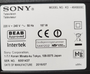 Smart TV SONY KD-49X8005 T-con Smart