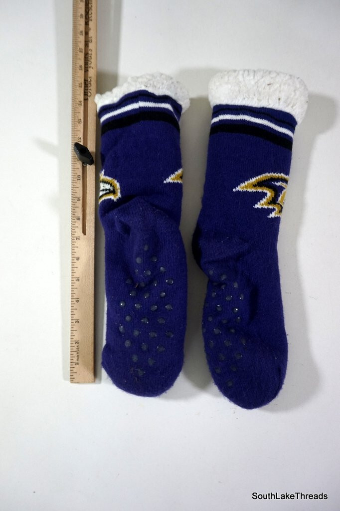 PANTOFOLA D’ORO Baltimore Ravens Calzini Fuzzy Pantofole Taglia Donna L (8 9) NFL Accoglienti Comode