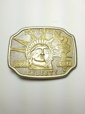 Vintage Belt Buckle " 100 Years Of Liberty " Real Diamond In The Torch