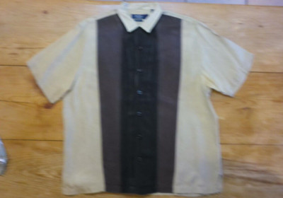 Nat Nast Shirt Adult L Camel Toast Black 100% Silk Office Formal Luncheons Men L