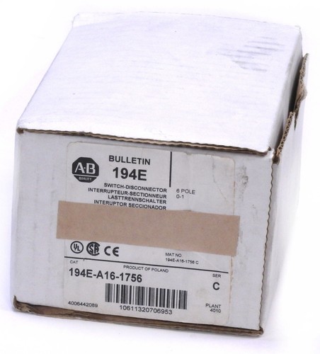 NEW Allen Bradley 194E-A16-1756 ser C 6 Pole Disconnect Switch 690VAC 16A 7.5kW - Picture 2 of 4