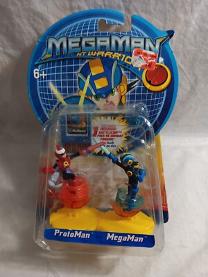 RARE 2004 MEGAMAN PROTOMAN VS MEGAMAN FIGURES NT WARRIOR BATTLECHIP NEW