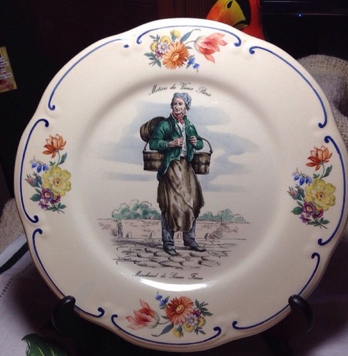 Ceramic Plate French Unsigned; Metiers Diu Vieux Paris; Marchant De Seaux Ferres - Picture 4 of 6