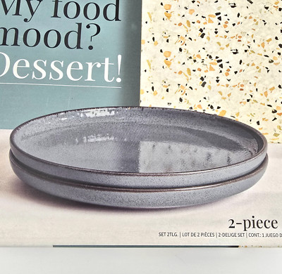 Moods 21cm (8.25'') Breakfast & Dessert Plate Set 2pc Stoneware Matte Gray Modern