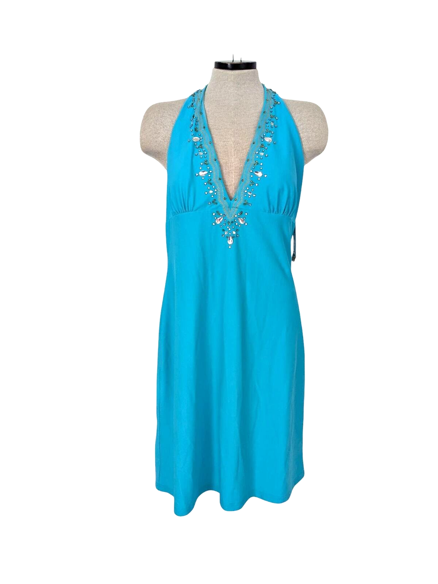 Muse Boston Proper Turquoise Halter Dress Size 12 Prom Wedding NWT-707LP |  eBay