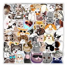 50 Pcs Cat Stickers Kitty Animal Cute Sticker Kids Boys Girls