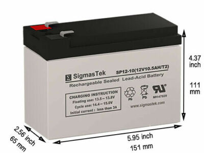 PSH-12100-FR Power Sonic SLA SigmasTek Battery Replacement