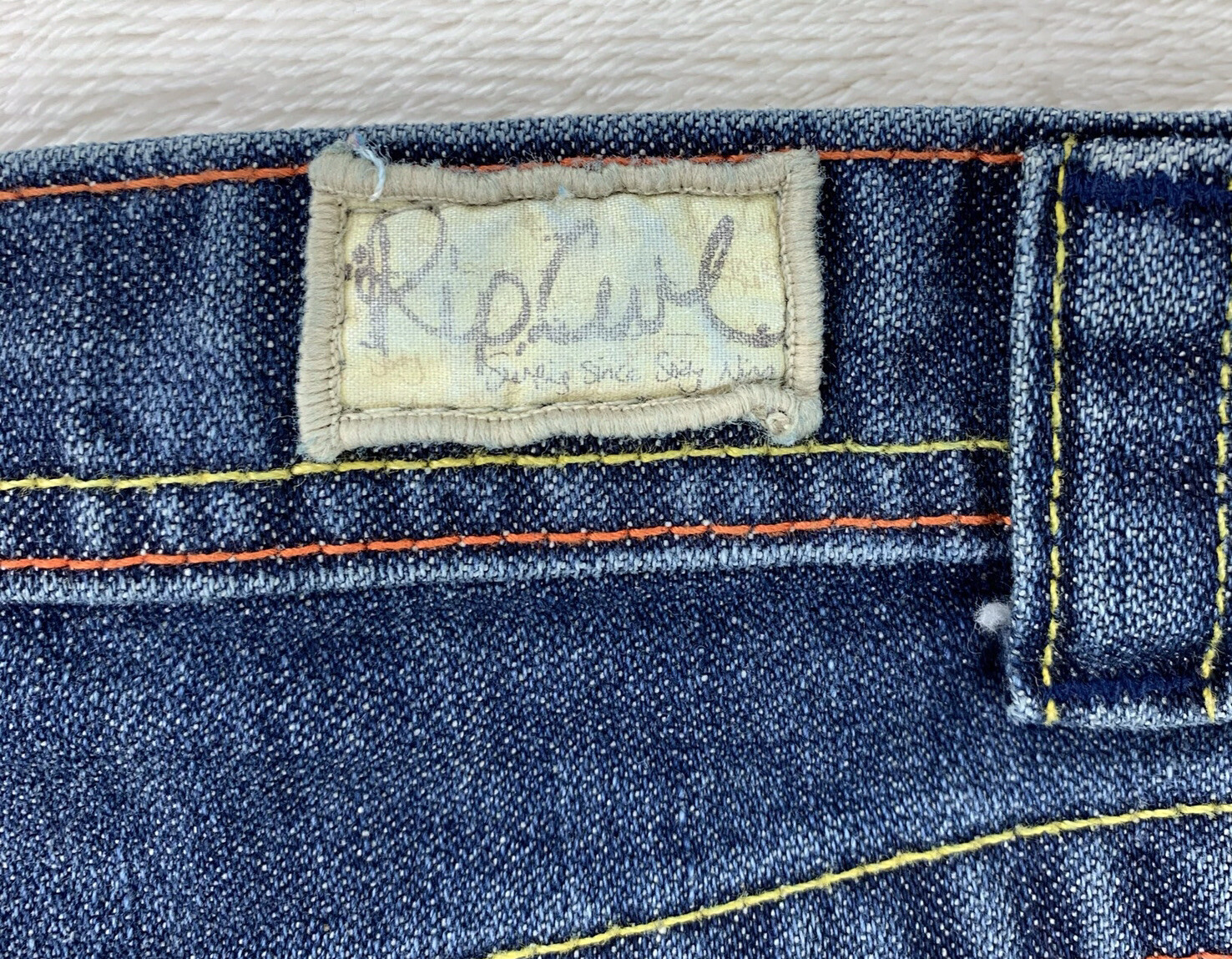 Rip Curl Denim Skirt Fly Front Medium Wash Colorf… - image 7