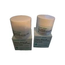 2 Peach Slices Snail Rescue Intensive Wash Off Mask Travel Mini 0.20 oz Each NIB