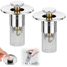 2 Pcs Bathroom Sink Stopper Strainer, with Removable Stainless Steel