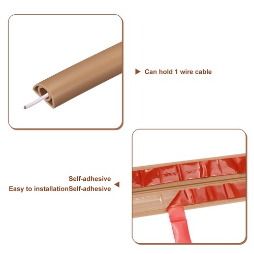 8ft Cord Cover Floor W0.3"xH0.3" Hide Extension Cable Wire Covers White - Afbeelding 4 van 7