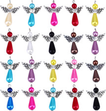20Pcs Angel Charm Colorful Angel Wing Pendant Beads Jewelry Making DIY Crafting