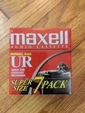 New Maxell Audio Cassette Super Size 7 Pack Normal Bias UR 90 minutes/135m
