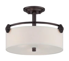 Designers Fountain Gramercy Park Semi Flush, 3-Light 300 Total Watts, Old Bronze