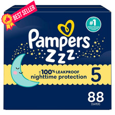 Pampers ZZZ Overnight Diapers, Size 5 27 lbs , 5, Swaddlers Overnights