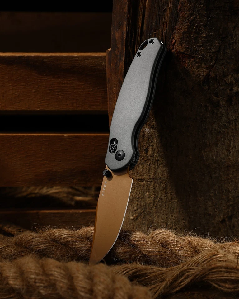 Navaja de Bolsillo Plegable Kizer Phoca CC EDC AEB-L Hoja Mango de Aluminio V3780A2 Foto 2 de 4