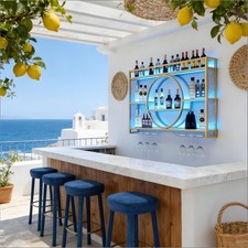 Home LED Wine Rack Wall Mounted with Glass Floating Bar Shelves 100/120/140cm