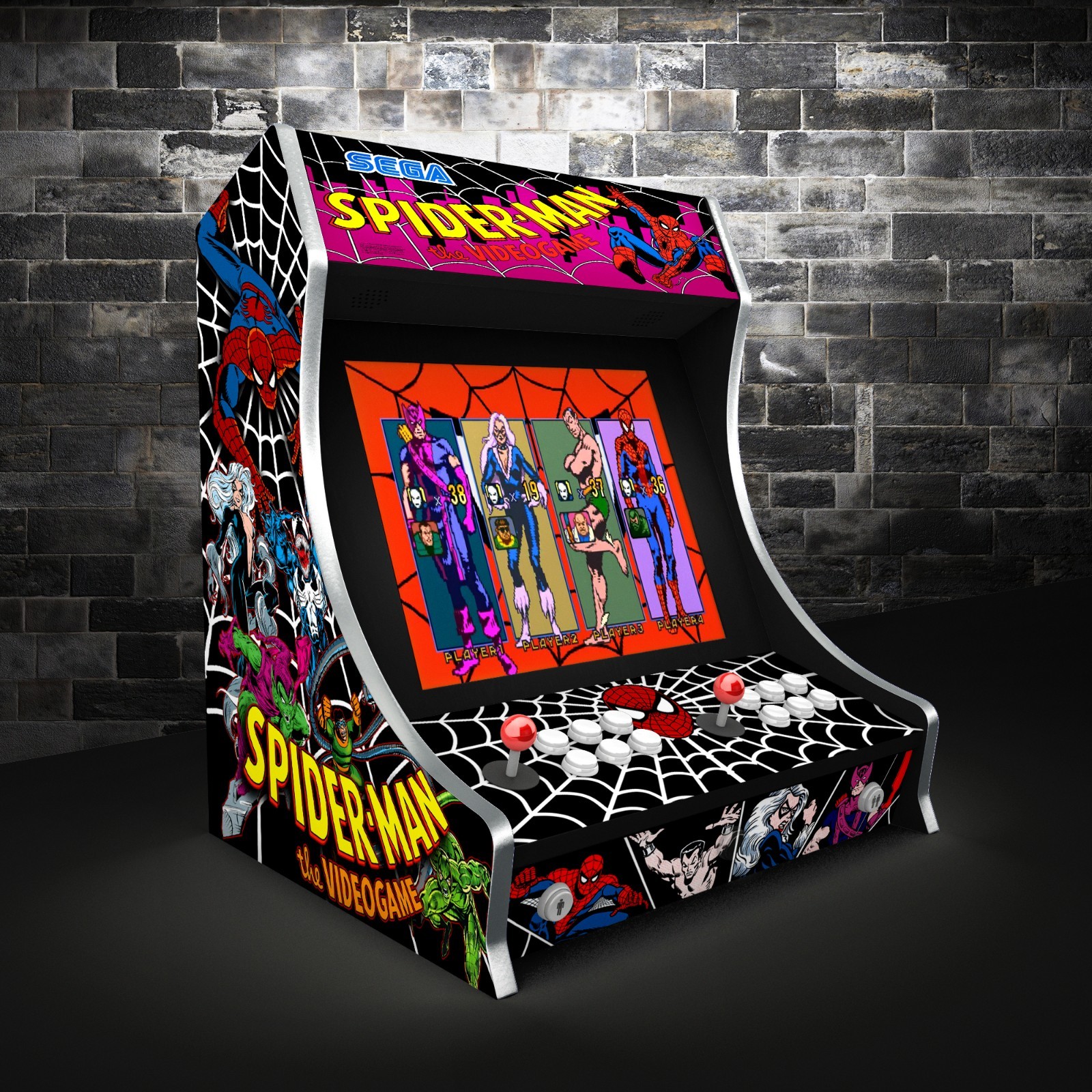 Spiderman Bartop Arcade Side Art Arcade Cabinet Graphics Marquee Cpo ...