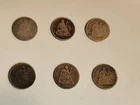 Lot Of 6 Vintage Seated Liberty Silver Dimes (Includes 1875-CC & 1891-O)