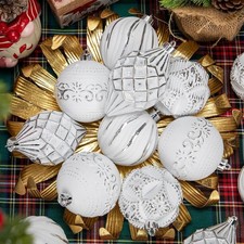 16PCS Shatterproof Christmas Ball Ornaments Set, Hand-Painted Holiday Decor with