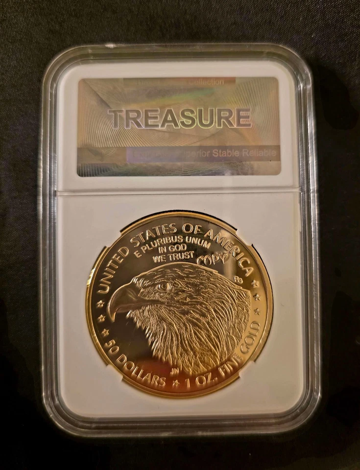 2024 - One Ounce .999 Gold American Eagle - $50- 24k Fine (BU) Glided Repro Coin - Image 3 of 4