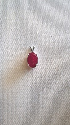 GIA Certified 9.56 Ct lab created Ruby Translucent Oval Purplish Red Gem Pendant